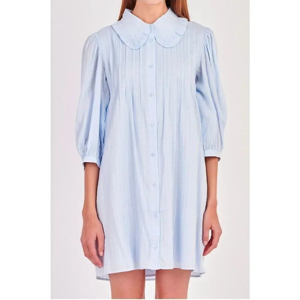 English factory Women's Ruffled Collar Shirt Dress M NWT